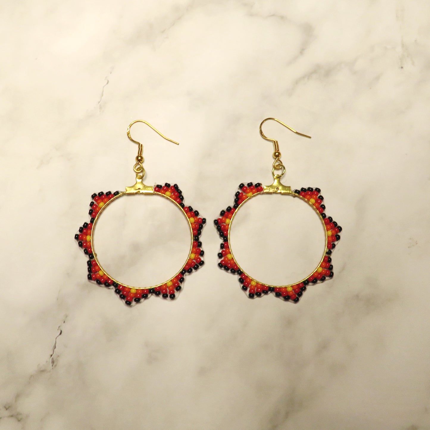 Fire Beaded Hoops