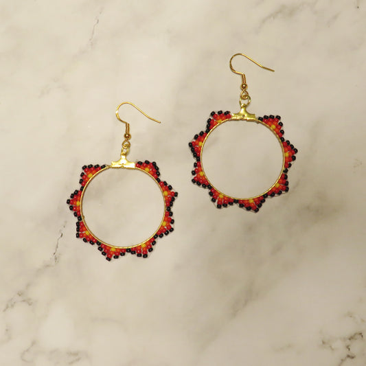 Fire Beaded Hoops