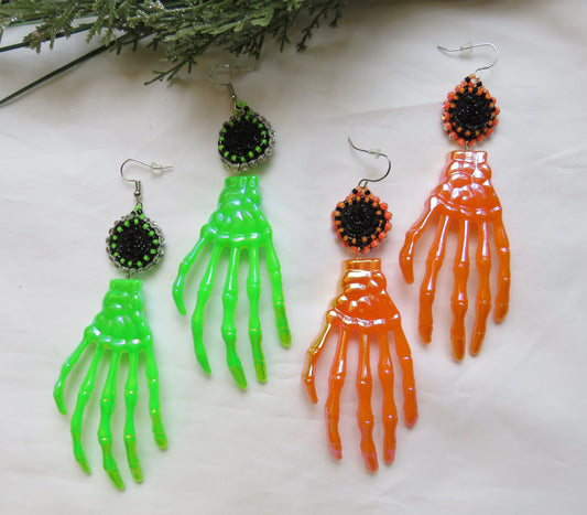 Beaded Black Roses With Skull Hands